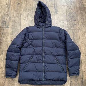 Lands end medium puffer down jacket navy blue